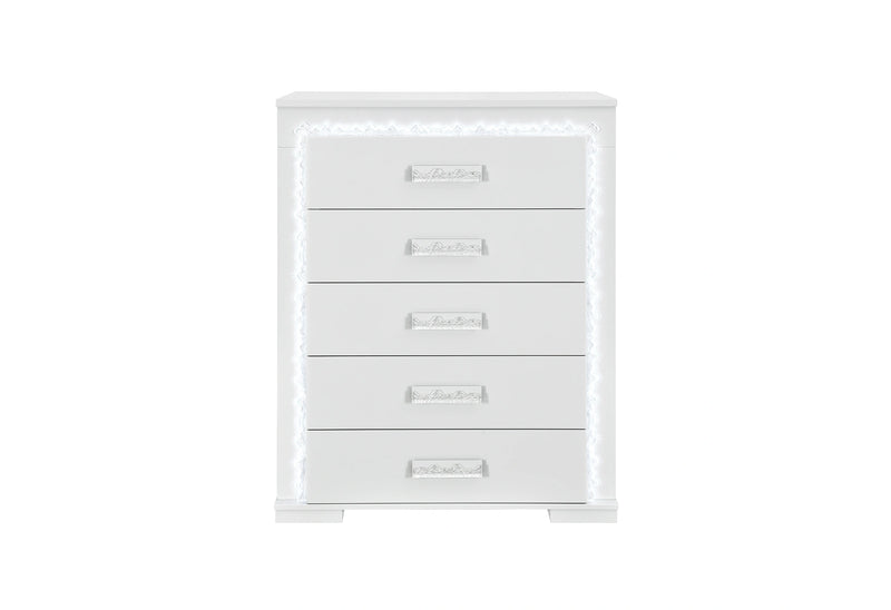 Naomi Silver Marble Chest with LED