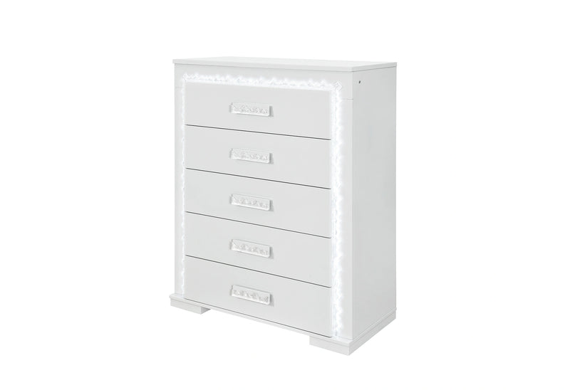 Naomi Silver Marble Chest with LED