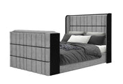 Isabella Grey Bed with LED, TV Lift, Speaker and Fireplace