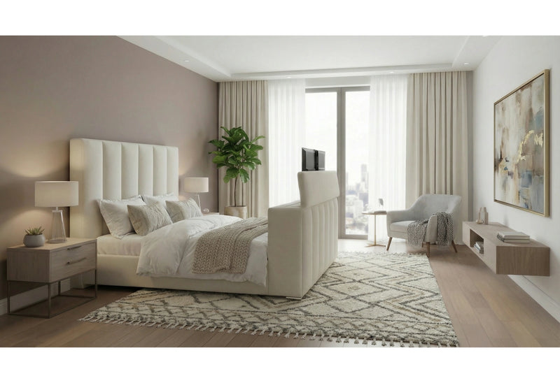 Serenity Bed with Speaker, TV Lift and Fireplace