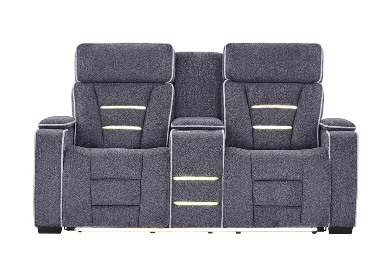 U1895 Grey P2 Console Reclining Loveseat with IS and LED