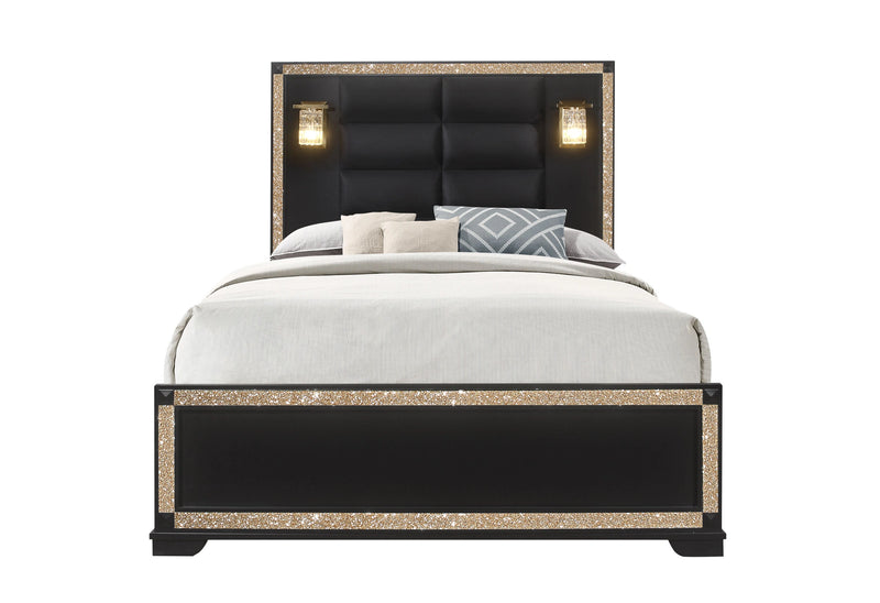 Blake Black Bed with Lamps