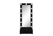Ella Black Narrow Tall Mirror with Drawer and Speaker
