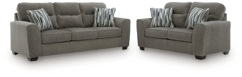 Olten Living Room Set - Graphite 2-Piece: Sofa/Loveseat