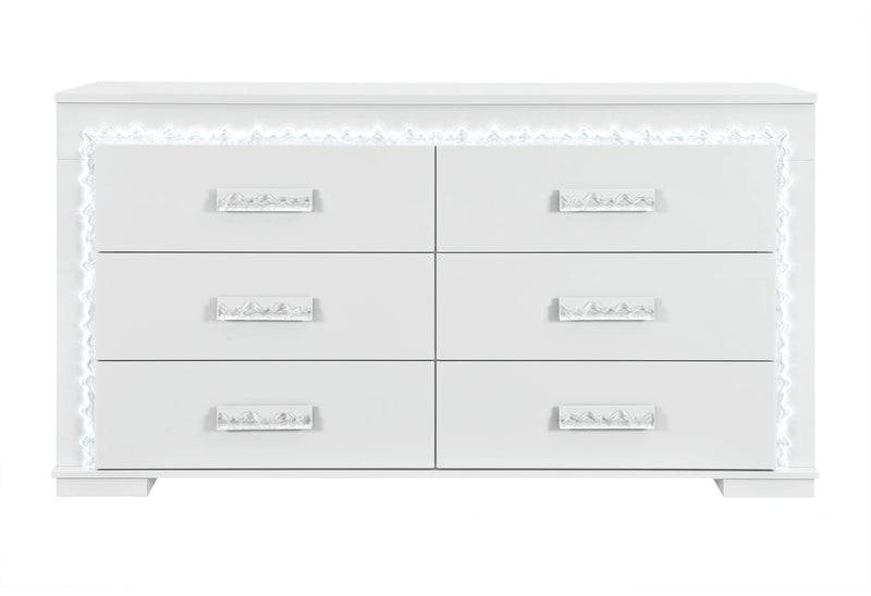 Naomi Silver Marble Dresser with LED
