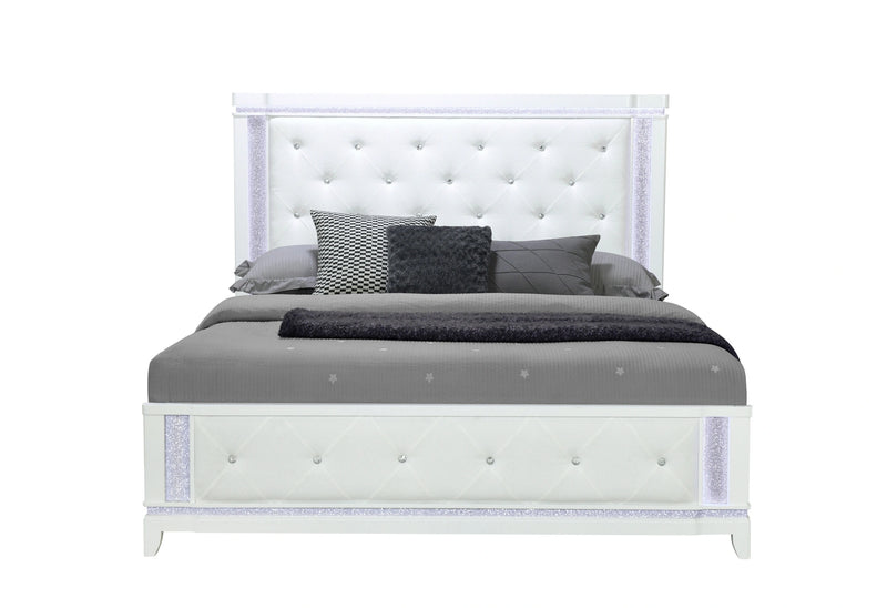 Alina White Bed with LED