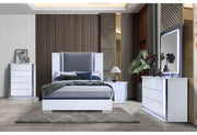Ylime Smooth White Bed with LED Fully Slatted