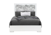Naomi Silver Marble Bed with LED