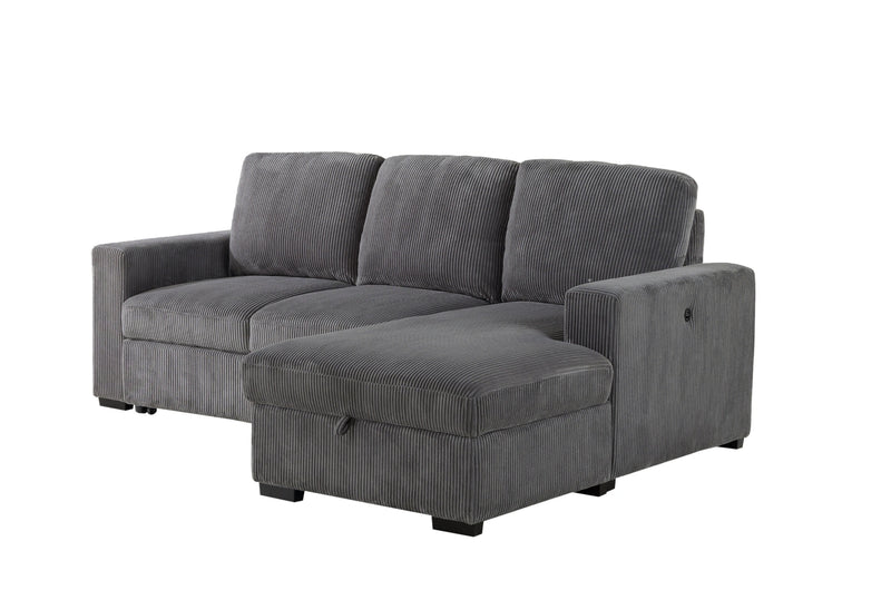 U2660 Grey L Sofa Bed Sectional with Pullout