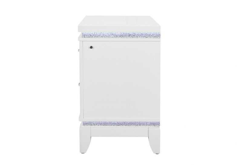 Alina White Nightstand with LED and USB