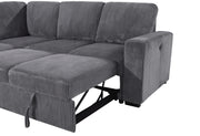 U2660 Grey Sectional W/O Chaise and W/ Pullout Sofa Bed