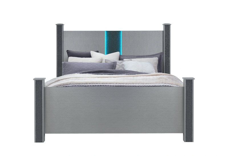 Logan Silver Bed with LED and Speakers