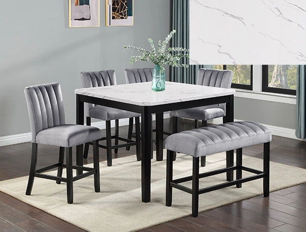 Pascal Counter Height Table White Top Black Leg