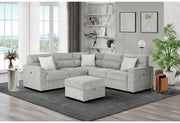 U9401 Nickel Sofa Bed Sectional with 3 Pillows and Ottoman