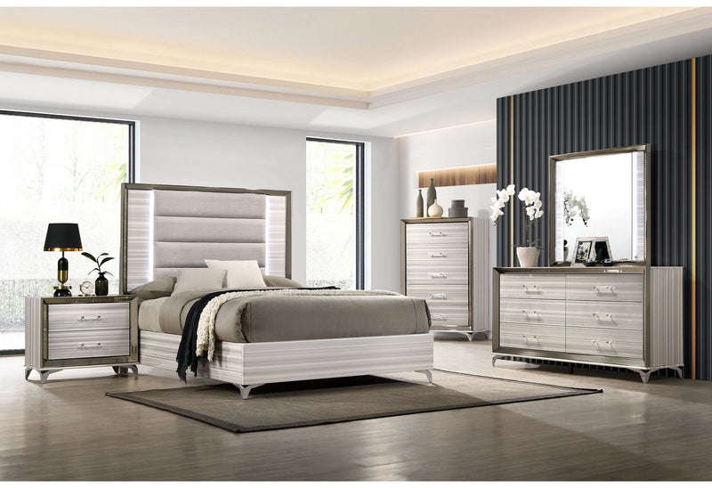 Zambrano White Bed with LED