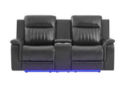 U8879 Charcoal Pwr Rec Sofa/Pwr Con Rec Loveseat/Pwr Rec W/LED & Gl Ss