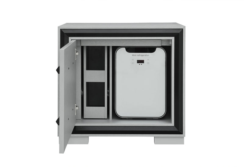 Amelia Grey/Black Nightstand with Cooler and Speaker