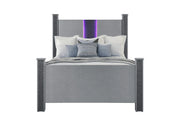 Logan Silver Bed with LED and Speakers