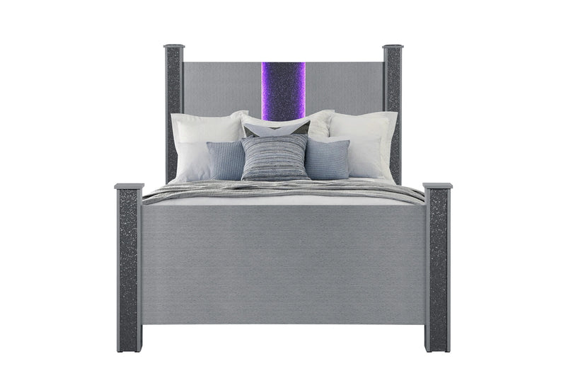 Logan Silver Bed with LED and Speakers