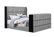 Isabella Grey Bed with LED, TV Lift, Speaker and Fireplace