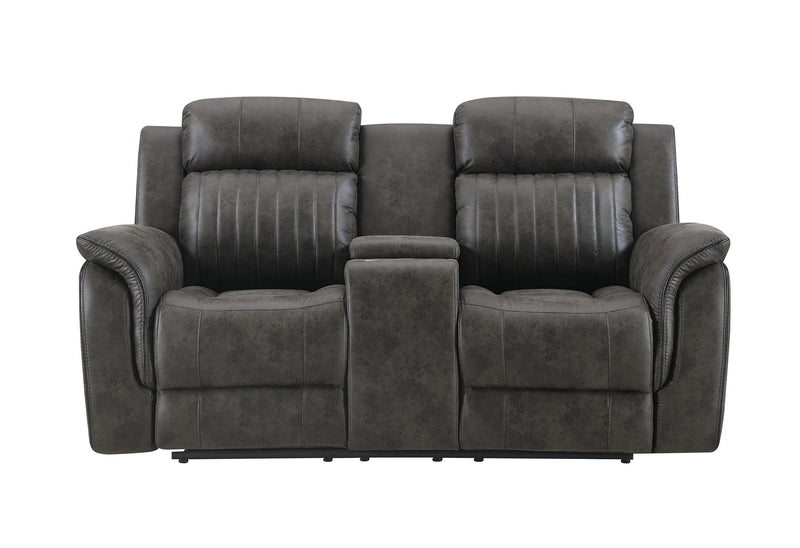 U8517 Grey Reclining Sofa/Console Reclining Loveseat