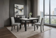 D8032Dt Wht/Blk Dining Table & D9026DC Gry Dining Chair