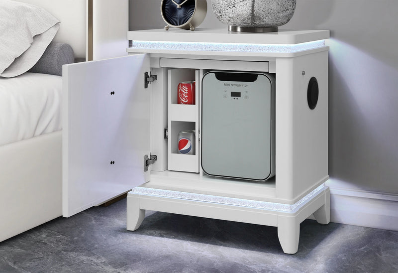 Alina White Bed Group with LED, Cooler, Speaker and USB
