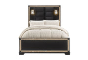 Blake Black Bed with Lamps