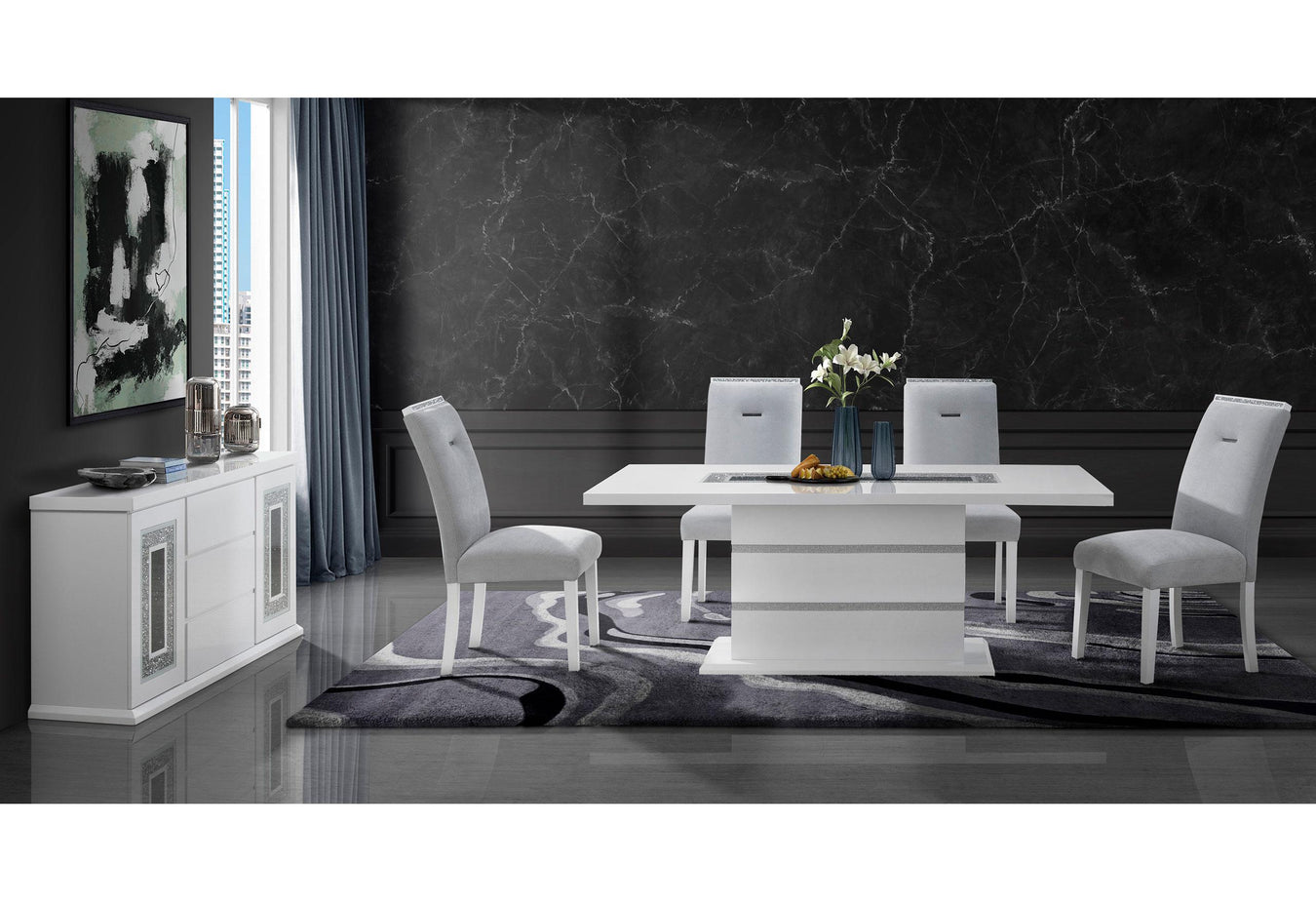 Monaco White Dining Set (New Chair)