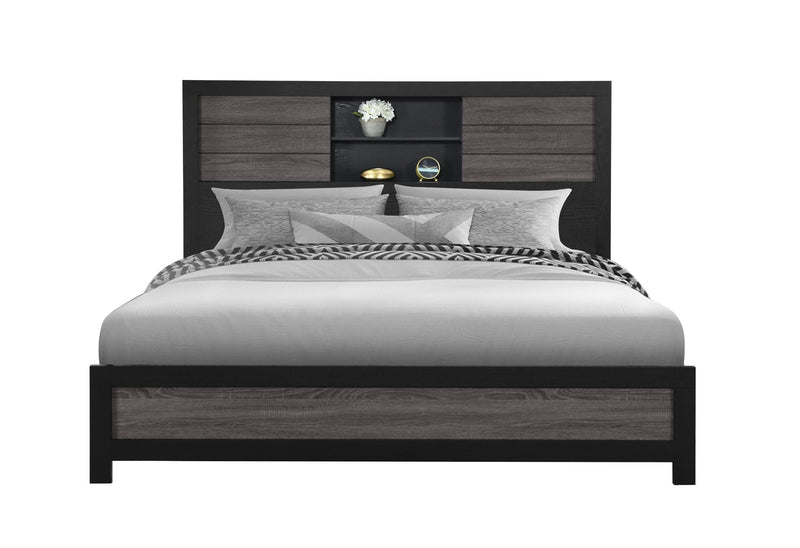 Lisbon Grey/Black Bookcase Bed