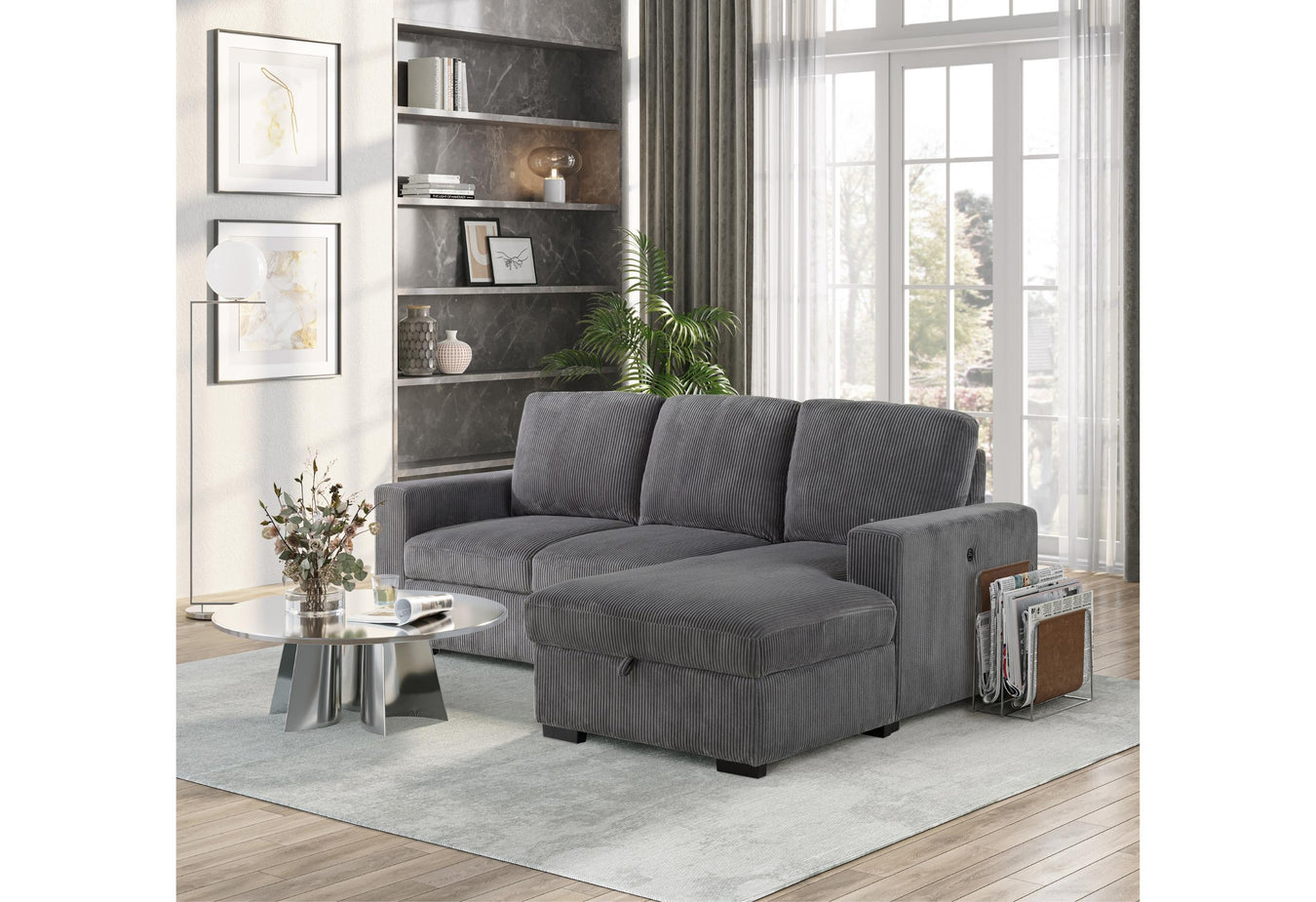 U2660 Grey L Sectional W/O Pullout