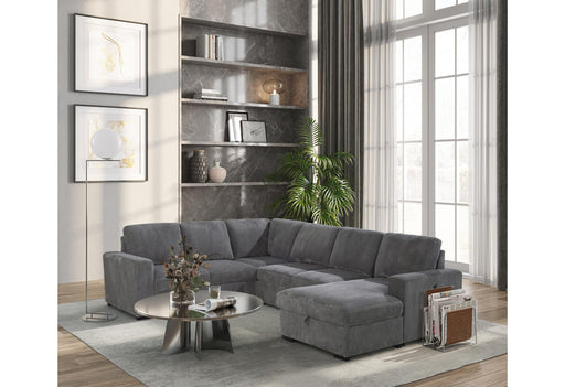 U2660 Grey Sectional W/Pull Out Sofa Bed