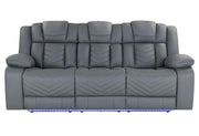 U7068 Grey 10 Power Reclining Sofa with Ddt, Wc and LED