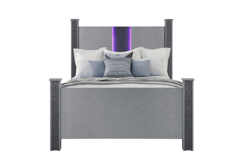 Logan Silver Bed With Led And Speakers