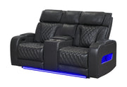 U8611 Blanche Pwr Con Rec Loveseat with PHR, LED and Speaker