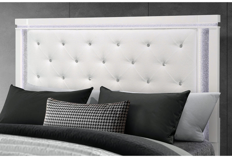 Alina White Bed Group with LED