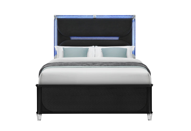 Lando Black Bed with Continuous LED