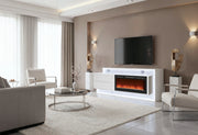 Kira White 87" Entertainment Unit with Bluetooth Speaker and LED