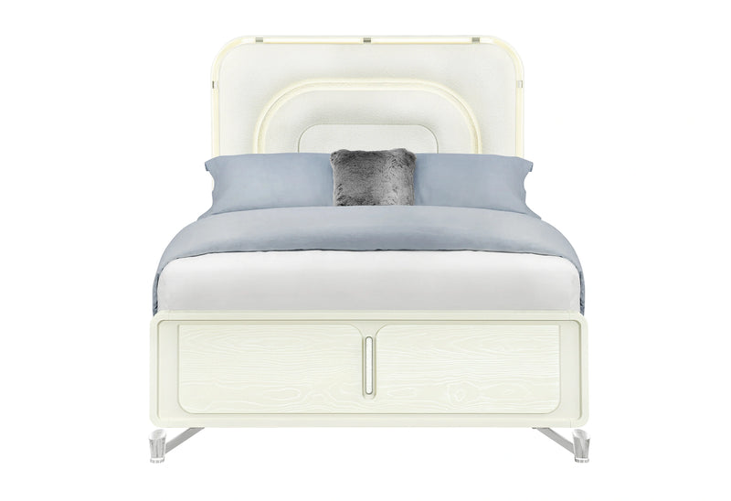 Lyra Beige Bed with LED