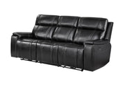 U8881 Black Leather Power Reclining Sofa with Immerse Sound
