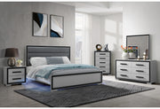 Amelia Grey Black Bed with LED