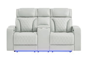 U8611 Blanche Pwr Con Rec Loveseat with PHR, LED and Speaker