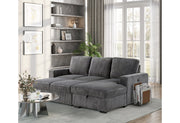 U2660 Grey L Sofa Bed Sectional with Pullout