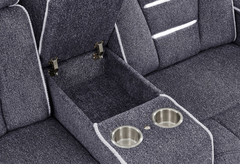 U1895 Grey P2 Console Reclining Loveseat with IS and LED