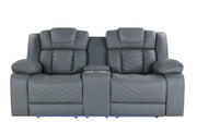 U7068 Grey 10 Power Console Reclining Loveseat with LED