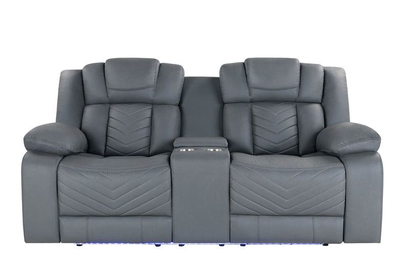 U7068 Grey 10 Power Console Reclining Loveseat with LED