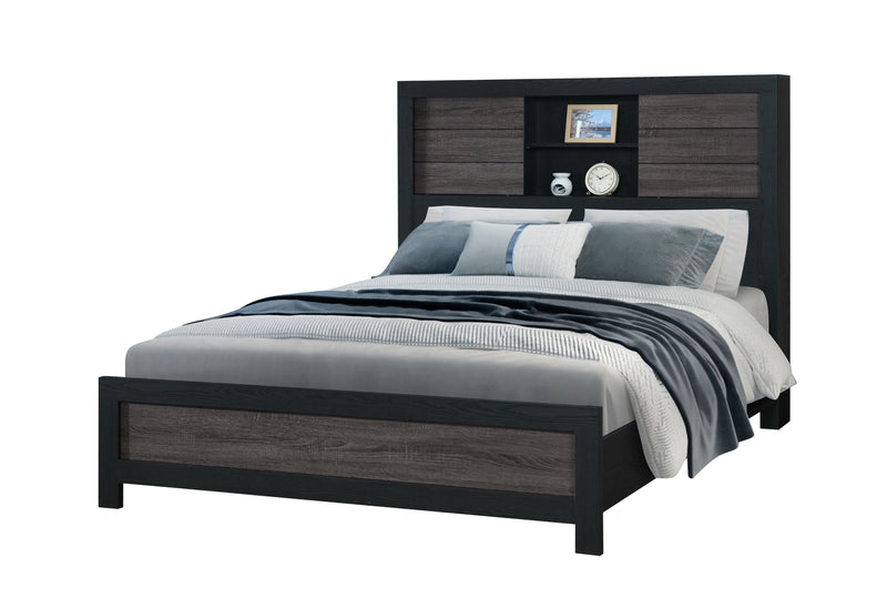Lisbon Grey/Black Bookcase Bed Group