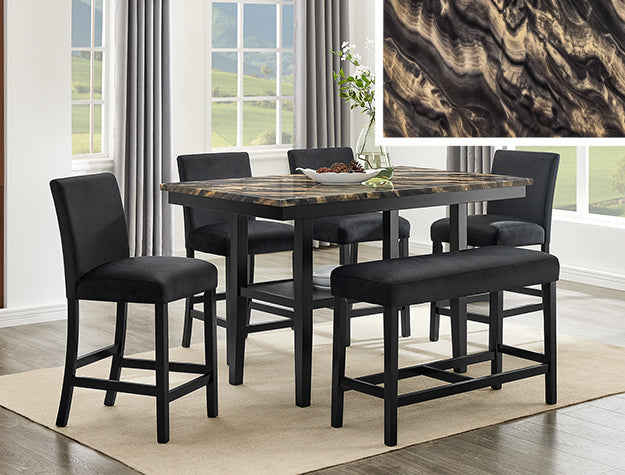 Marbel Counter Height Bench Black