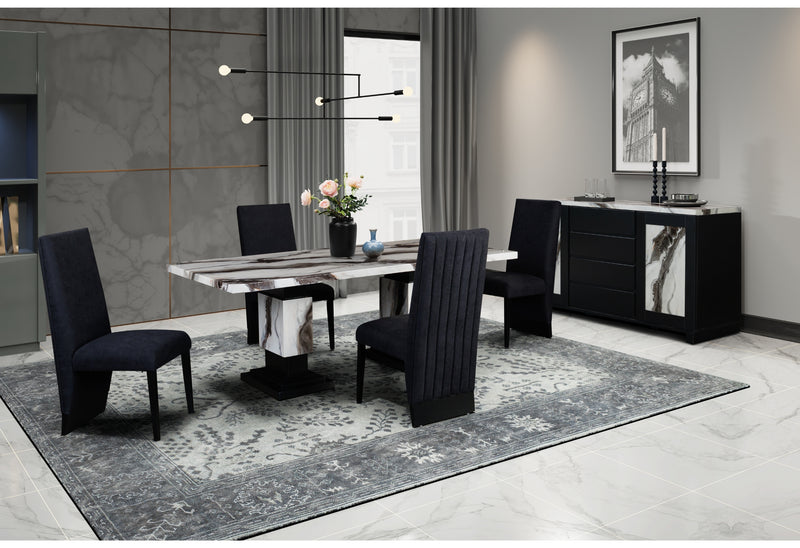 D12 DINING TABLE AND 8 D12 BLACK DINING CHAIRS