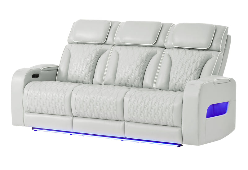 U8611 BLANCHE SILVER PWR REC SOFA WITH PHR AND LED